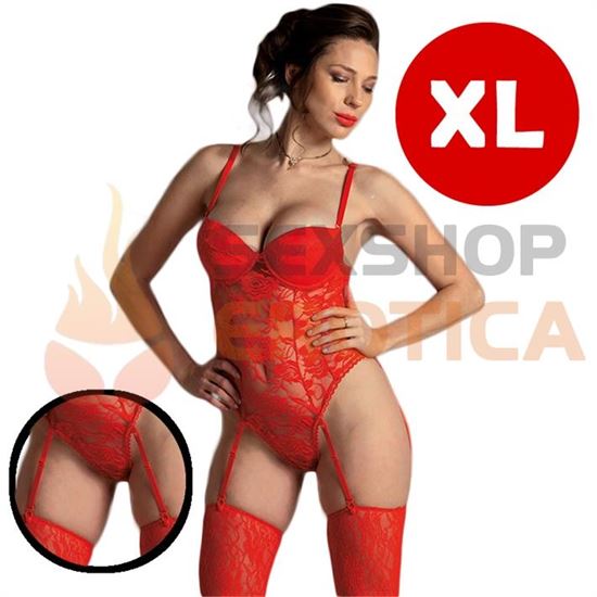 Body con copa semitransparente rojo